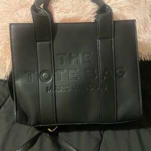 Black Faux Leather Tote Bag